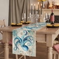 thumbnail image 2 of Teal Octopus Coastal Burlap Cotton Table Runner 13x60 Inches Long, Vintage Summer Beach Nautical Farmhouse Table Runners, Outdoor Dining Tablecloths Decor for Baby Shower/Party/Wedding, 2 of 8