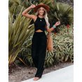 thumbnail image 1 of Women's Wide-leg Linen Pants Drawstring High-waisted Court Pants Flowy Beach Slacks With Pockets, 1 of 3