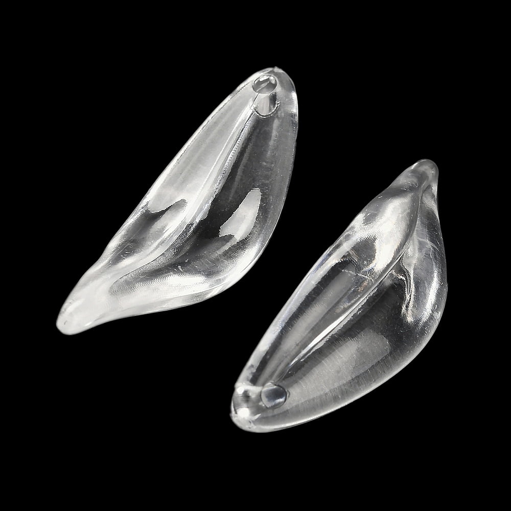 Transparent Acrylic Beads Leaf Clear 39x12x3.5mm Hole: 1.6mm about 420pcs/500g