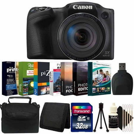 - Canon Powershot SX420 IS 20MP Digital Camera Black with Photo Editing Software Kit