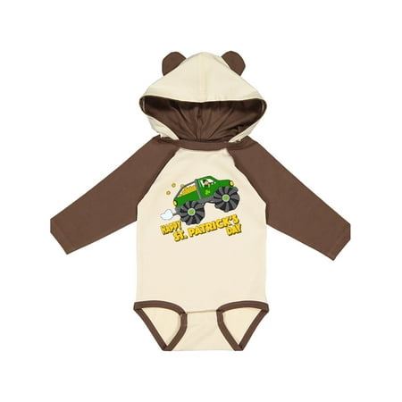 

Inktastic Happy St. Patrick s Day monster truck with leprechaun Gift Baby Boy or Baby Girl Long Sleeve Bodysuit