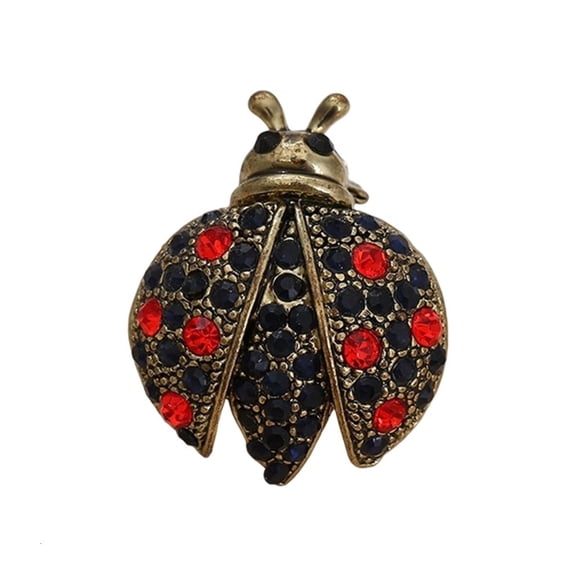 Glittering Ladybugs Brooch For Women Premium Crystal Enamel Alloy Pin Accessory