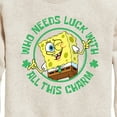 thumbnail image 3 of SpongeBob SquarePants - Who Needs Luck With This Charm - Toddler And Youth Crewneck Fleece Sweatshirt, 3 of 6