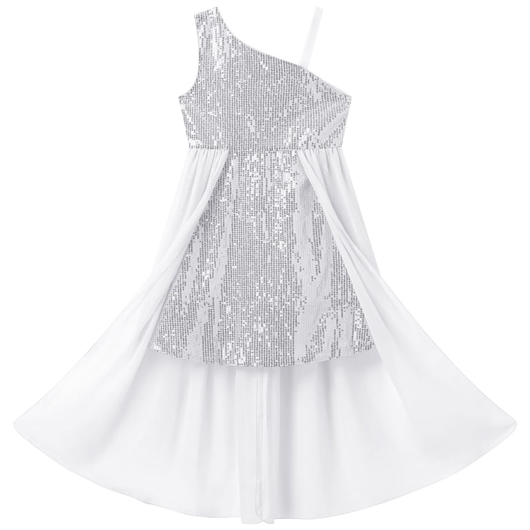 IDOPIP Girls Sequin Dress One Shoulder Birthday Party Prom Dresses Sparkly  Pageant Graduation Dresses - Walmart.com