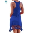 thumbnail image 4 of Deago Women's Summer Solid Sleeveless Beach Dress Bikini Cover Up Casual Tassel Sun Dress Vacation Short Dresses (Blue, L), 4 of 7