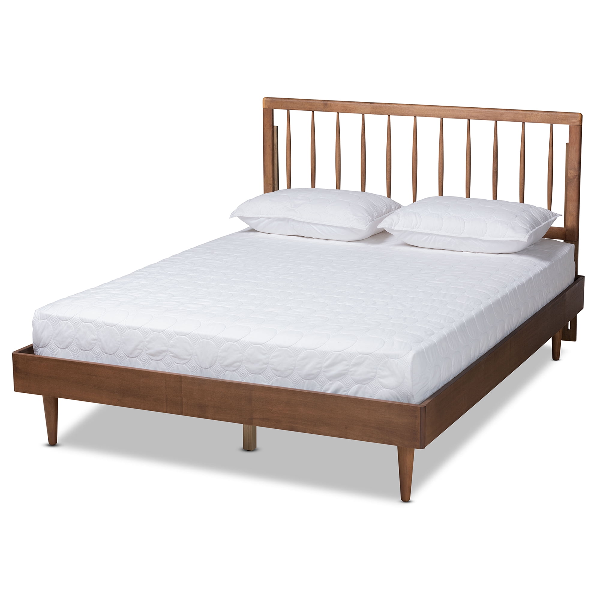 Baxton Studio Sora Mid-Century Wood Platform Bed, Queen, Ash Walnut