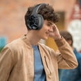 thumbnail image 2 of JOUALY Wireless Bluetooth Over The Ear Headphones with Microphone, 20H Playtime Headphone with Deep Bass, Foldable Lightweight V5.3 Wireless Headphones for PC Home Travel Office (Black), 2 of 12
