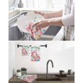 thumbnail image 5 of Spring Easter Kitchen Dish Towels for Drying Dishes Set of 2, Pink Cute Rabbits Flowers Eggs Butterflies Plants Waffle Weave Microfiber Hand Tea Bathroom Towels Quick Dry & Absorbent Towel 15.7x23.6, 5 of 7