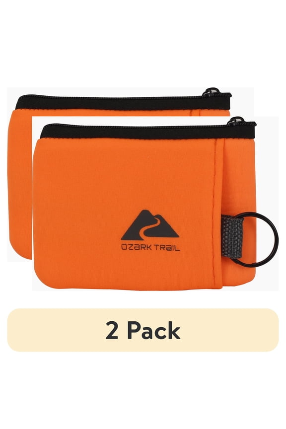 (2 pack) Ozark Trail Floating Foam Wallet and Keychain, Solid Orange