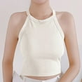 thumbnail image 3 of Ugoldhm Women's Shapewear Halter Tank Tee - Built-in Bra Sleeveless Slim Fit Sexy Summer Crop Top, 3 of 6
