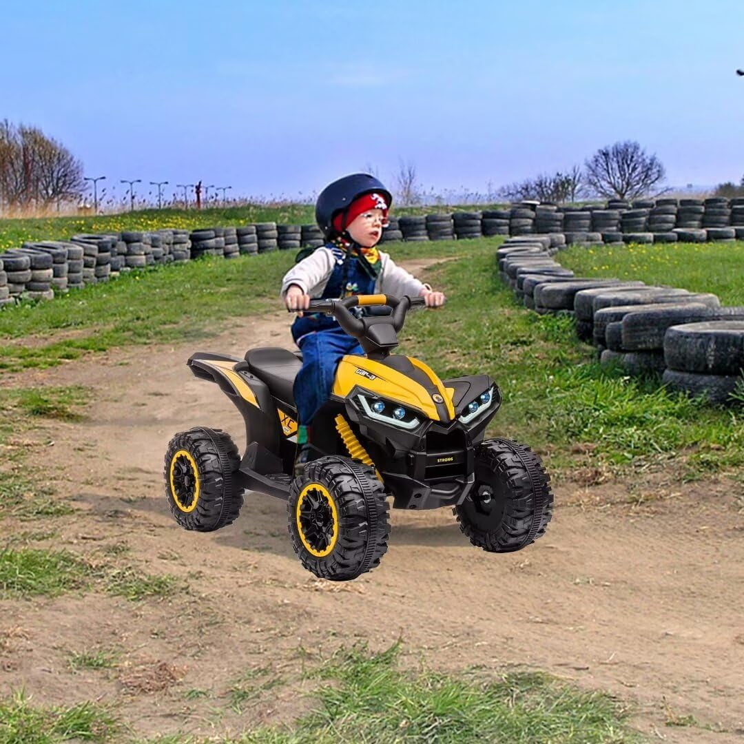 TROPOW Electric Ride On Cars with Remote Control,Kids Ride On ATV 4 Wheeler, Electric Battery-Powered with Remote Control, Music, Horn, Led Lights, USB Port, Treaded Tires