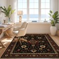 thumbnail image 3 of Design&I 6'x9' Ultra Soft Area Rug, Black and Burgundy Floral Elegance Intricate Flower Motif with Ornate Borders Fluffy Washable Non Shedding for Guest Room Bedroom Living Room, 3 of 7