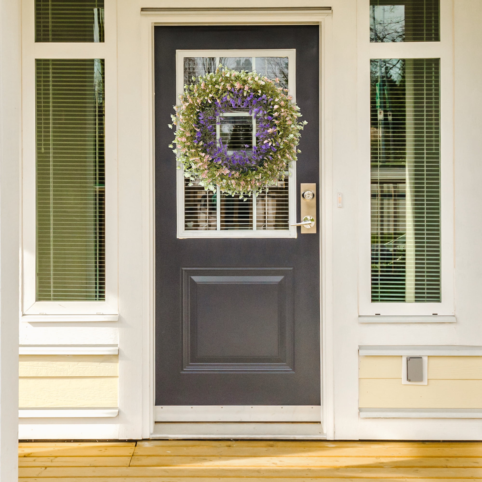Unique Bargains Eucalyptus Wreaths for Front Door Artificial Decorations Wreaths Purple