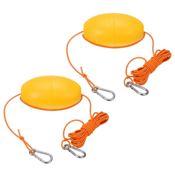 Uxcell 2Pcs Nylon Float Rope Tow Line with Stainless Steel Hook Drift Rope Marker Buoy Orange 30FT