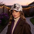 thumbnail image 3 of Levmjia Women Baseball Hat Soft Cotton Floral Embroidery Print Breathable Sun Cap Daily Commute Outdoor Walking Travel Casual Fashion UV Protection, 3 of 5