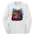 thumbnail image 2 of Wild Bobby, If You're Nice I Might Let You Live With Me Colorful Cat Animal Lover Mens Long Sleeve Shirt, White, Large, 2 of 3