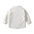 thumbnail image 4 of Ruyang Baby Boys Cotton Linen Shirts Long Sleeve Thin Button down Collar Tops with Pockets Toddler Plain Fall Casual Shirts, 4 of 5