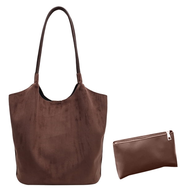 Bolso Mano Hombro Ante Sintético Slouchy Mujer Sólido para El (Café)