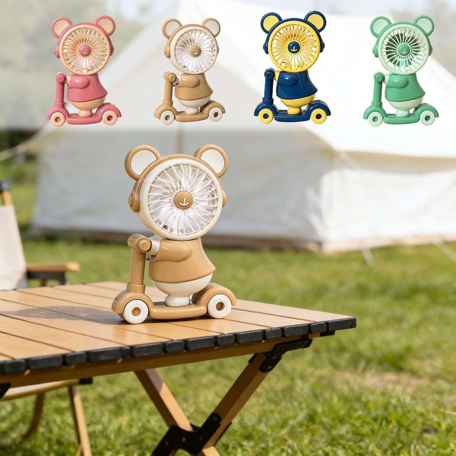 Cute Bear Scooter Shaped Mini Fan 2 in 1 with Pencil Sharpener USB Rechargeable Portable Desktop Fan for Office Home School by PALIFEUR