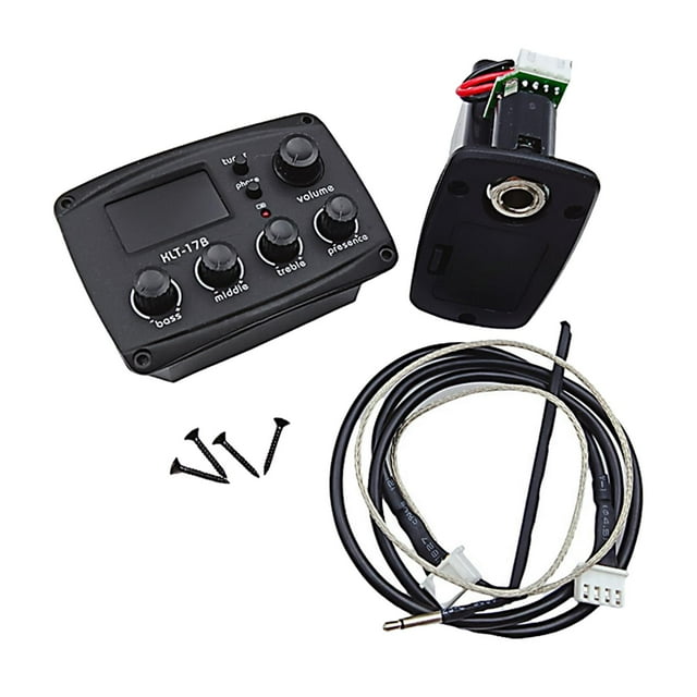 Guitar Preamp,Guitar Preamp Equalizer Digital Tuner, Acoustic Electric Guitar Preamplifier Tuner with LCD Tuner and Volume Control acoustic guita 4 segments