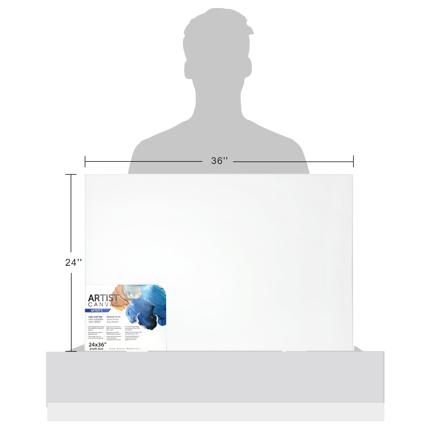 (3 pack) Artist Stretched Canvas, 24"X36", 1 Pack, 100% Cotton Acid Free, White, Deluxe Canvas, For All Skill Levels
