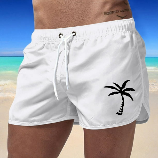 WILLBEST Pantalones Cortos Deportivos de Verano para Hombre, de Talla Grande, A La Moda, Informales, para Viajes, con Estampado de Cocoteros, para Playa