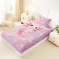 thumbnail image 4 of Manfei Pastel Floral Twin Sheets,Sakura Axolotl Bedding For Girls,Pink,3 Pieces,1 Fitted Sheet and 1 Pillowcase, 4 of 7