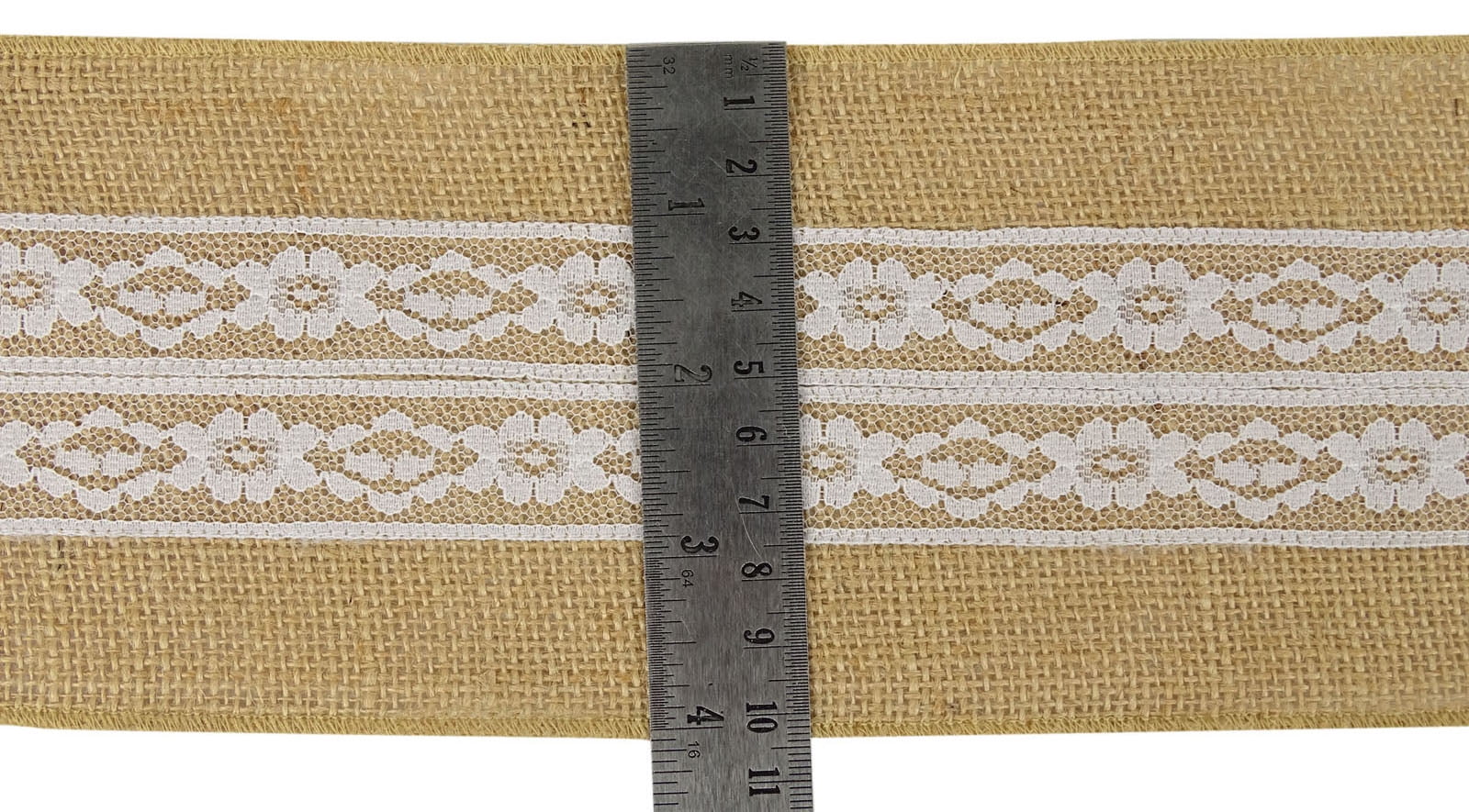 IBA Indianbeautifulart 10 Yard Natural Burlap Fabric Lace Wired Jute Trim Wedding Embellishments Ribbons For Crafts-4 Inches