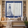 thumbnail image 3 of Lighthouse Kitchen Curtains, Ocean Seagull Vintage Navy Blue Coastal Boat Light Filtering Window Curtain Panels, 2Pcs Rod Pocket Window Treatments Set for Living Room Bathroom Bedroom 42x63 Inches, 3 of 9