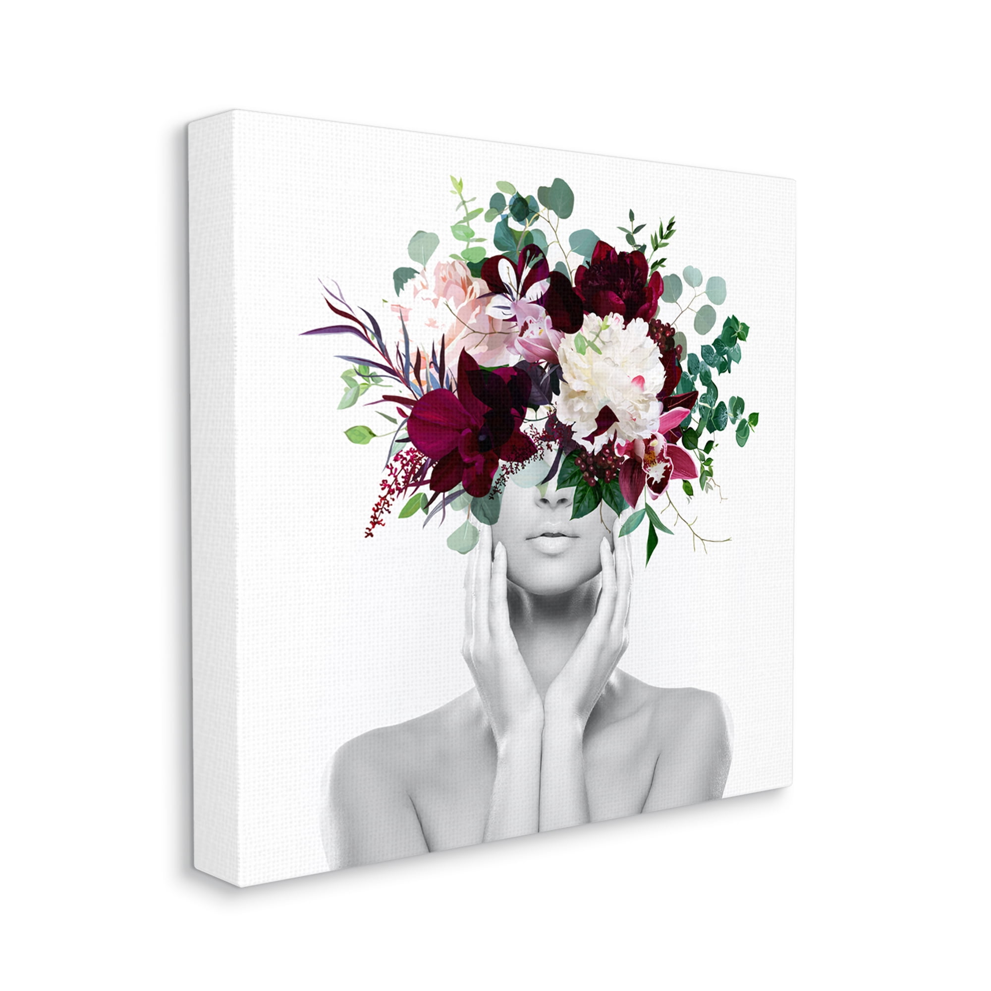 Stupell Modern Floral Arrangement Woman Botanical & Floral Painting Gallery Wrapped Canvas Print Wall Art
