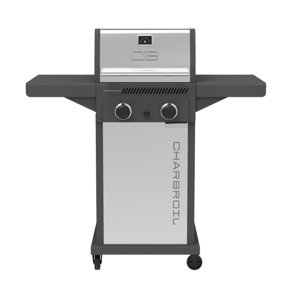 Chrabroil Performance Series™ FlavorMax™ 2 Burner Gas Grill Cabinet with Foldable Side Shelves Gray Stainless
