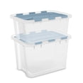 thumbnail image 2 of Sterilite 30 Qt Hinged Lid Storage Box, Plastic Container, Washed Blue, 6 Pack, 2 of 9