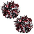 thumbnail image 1 of Metallic Cheer Pom Poms Cheerleading Cheerleader Gear 2 pieces one pair poms(Maroon/Silver), 1 of 2