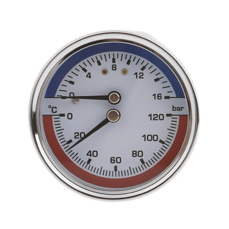 Stainless Thermo-manometer Boiler Temperature Pressure Gauge 0-16Bar 0-120℃ Pressure Gauge for Floor Heating