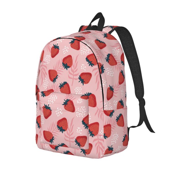 Disketp Strawberries Mochila de Lona Estampada, Mochila Escolar de Viaje Ligera para Estudiantes y Portátil-Medium