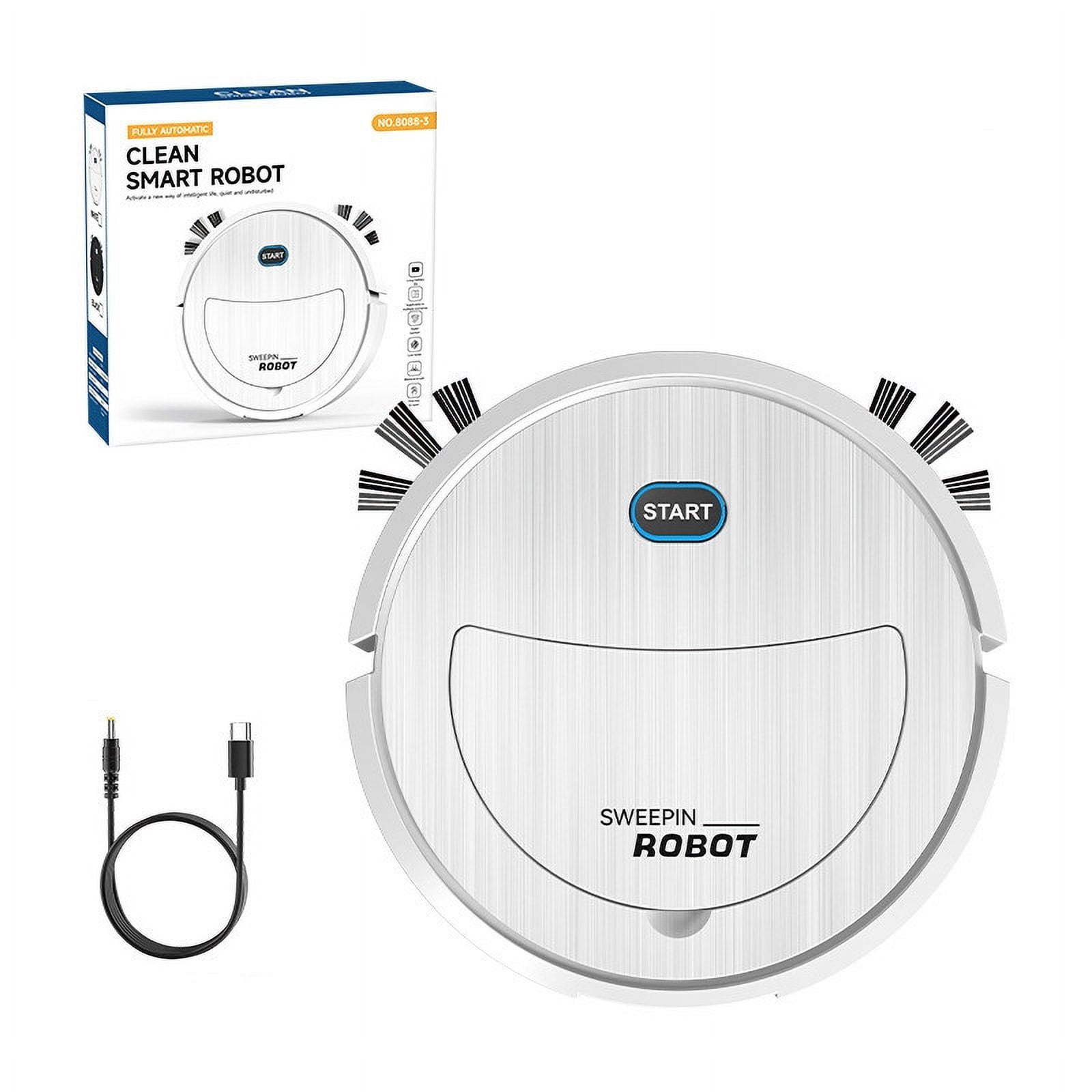 LACKUST Robot Pet Hair Vacuum,Sweeping Robot Household Wireless Rechargeable Vacuum Sweeping Mopping 3-in-1 Vacuum Cleaner,White