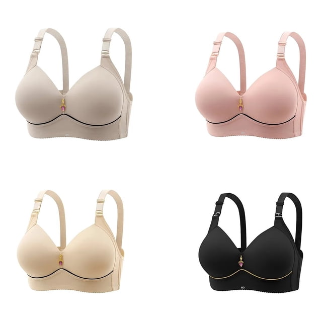 Paquete 4 Brassier Sin Varillas Respirable Negro Rosa Gris Piel Talla 38