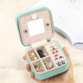 thumbnail image 2 of Jewelry Travel Case with Mirror, Small Travel Jewelry Organizer, Portable Jewelry Box Travel Mini Storage Organizer Portable Display Storage Box For Rings Earrings Necklaces Gifts (Blue), 2 of 7
