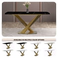 thumbnail image 6 of LeisureMod Voren Mid-Century Modern Dining Table with a 55" Sintered Stone Rectangular Tabletop in Gold Stainless Steel Base for Kitchen and Dining Room, Black/Gold, 6 of 10