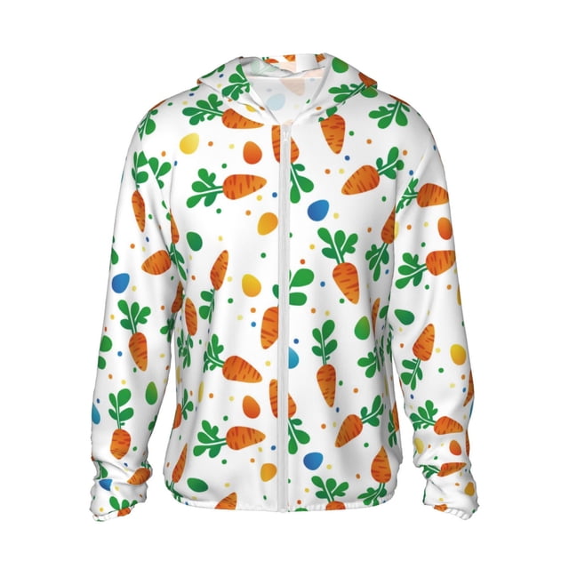 Fotbe Cute Carrot Chaqueta con Protección Solar UPF 50+ para Hombre y Mujer, Camisa con Capucha y Bolsillos-X-Large