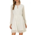 thumbnail image 6 of INSPIRE CHIC Women's Dress Gilding Star V Neck Long Sleeve Party Flared A-Line Dress M White, 6 of 9