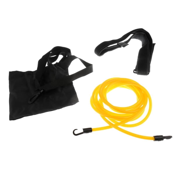 Kit De Entrenamiento De Natación Cinturón De Resistencia De Nadada Con Paracaídas De Arrastre Negro + Amarillo SM SunniMix Dispositivo de entrenamiento de natación
