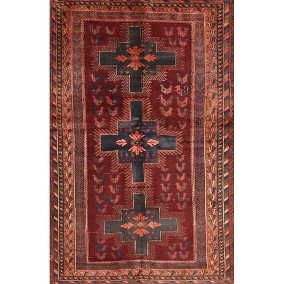 Ahgly Company Indoor Rectangle Traditional Red Persian Area Rugs, 5' x 8'