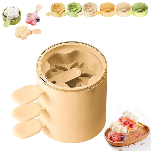 Flower Silicone Ice Cream Mold Stackable with Sticks for Ice Pop Jelly(Apricot,Cherry Blossom)