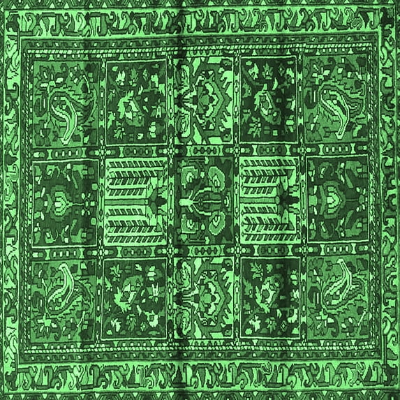 Ahgly Company Indoor Square Persian Emerald Green Traditional Area Rugs, 5' Square