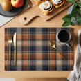 thumbnail image 2 of Orange Blue Plaid Placemats Set of 4 Farmhouse Checkered Buffalo Fall Place Mats Indoor Wipeable Table Mats Washable Cloth Dining Table Placemats for Kitchen Holiday Party Home Decor 13x19 Inch, 2 of 9