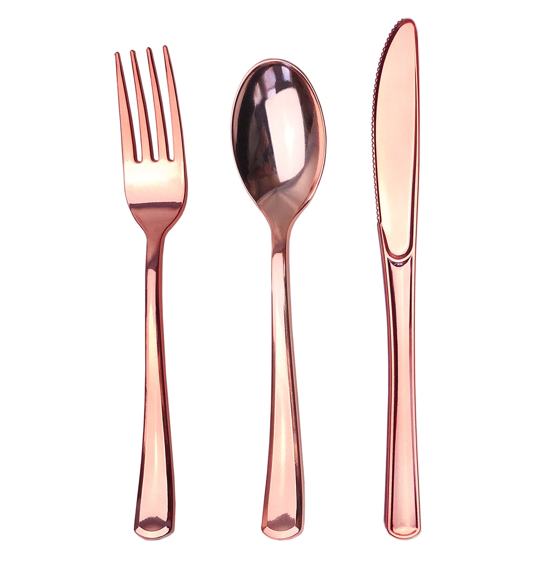 JL Prime 75 Rose Gold Plastic Silverware Set, Rose Gold Plastic Cutlery ...