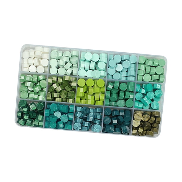 1 caja de herramientas antiguas para hacer sellos de lacre para invitaciones, sobres y tarjetas. Verde