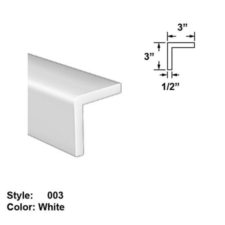 

Slippery UHMW Plastic Corner-Mount Screw-In Trim Style 003 - Ht. 3 x Wd. 3 - White - 5 ft long