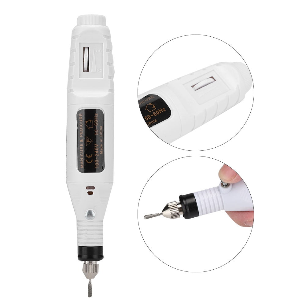 Riousery Professional Electric Manicure Nail Toe Drilling Machine with 30Pcs Grinding Head Set, High Speed Portable Efile for Acrylic Nails and Gel Polish Removal, 100-240V White (8.6 inches / 22 cm)